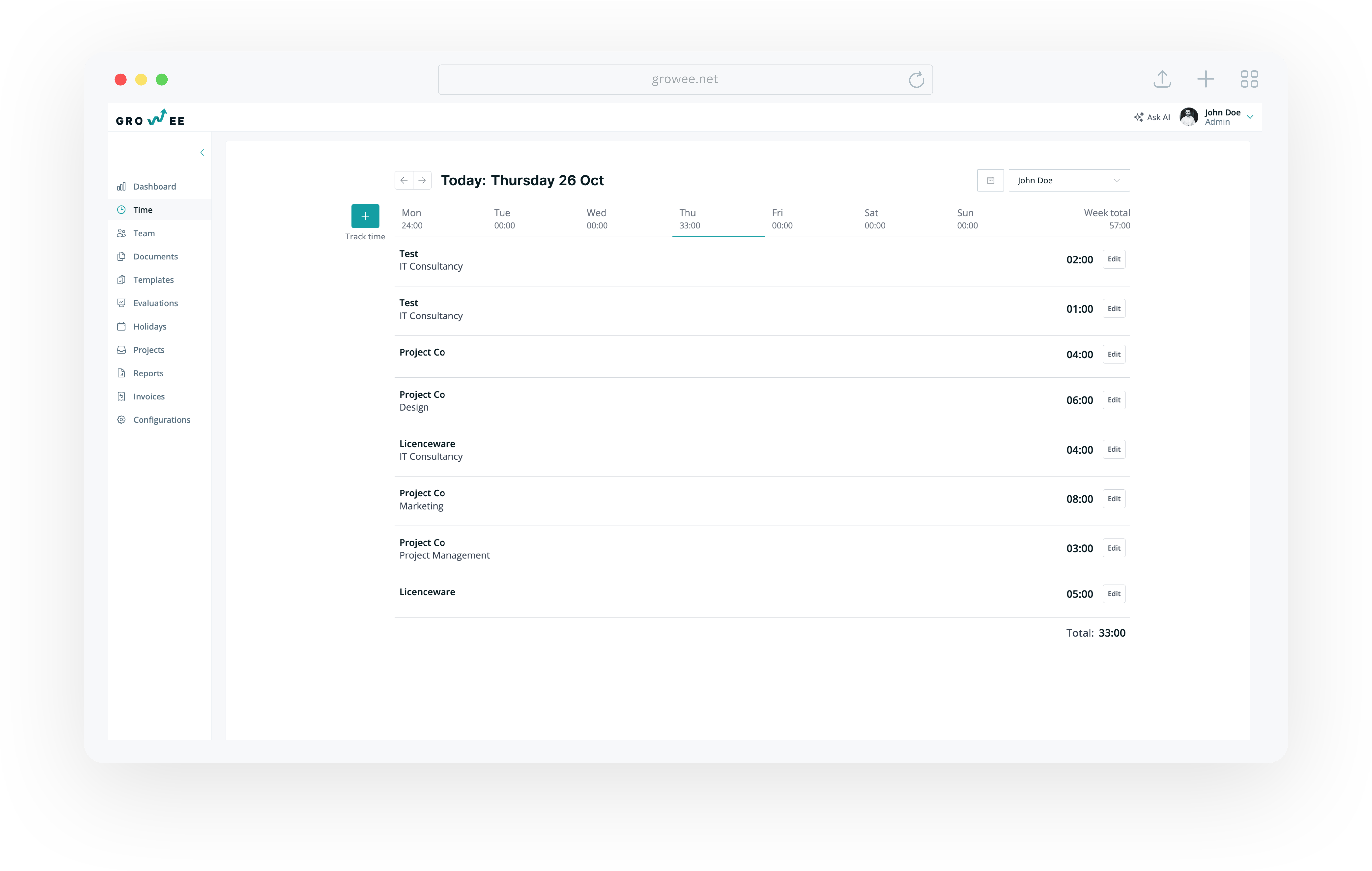 Time logging