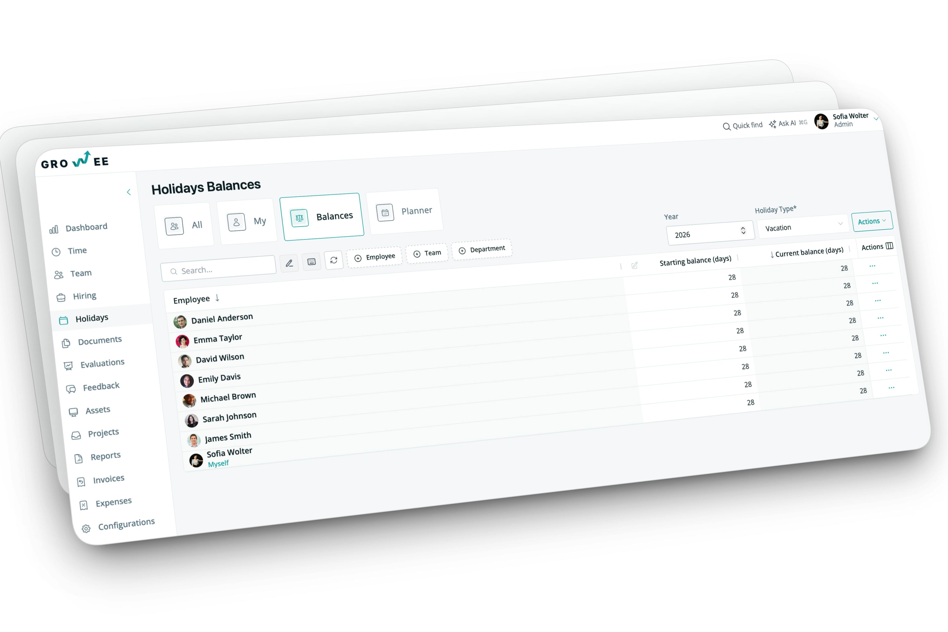 Centralized Holiday Balance Management