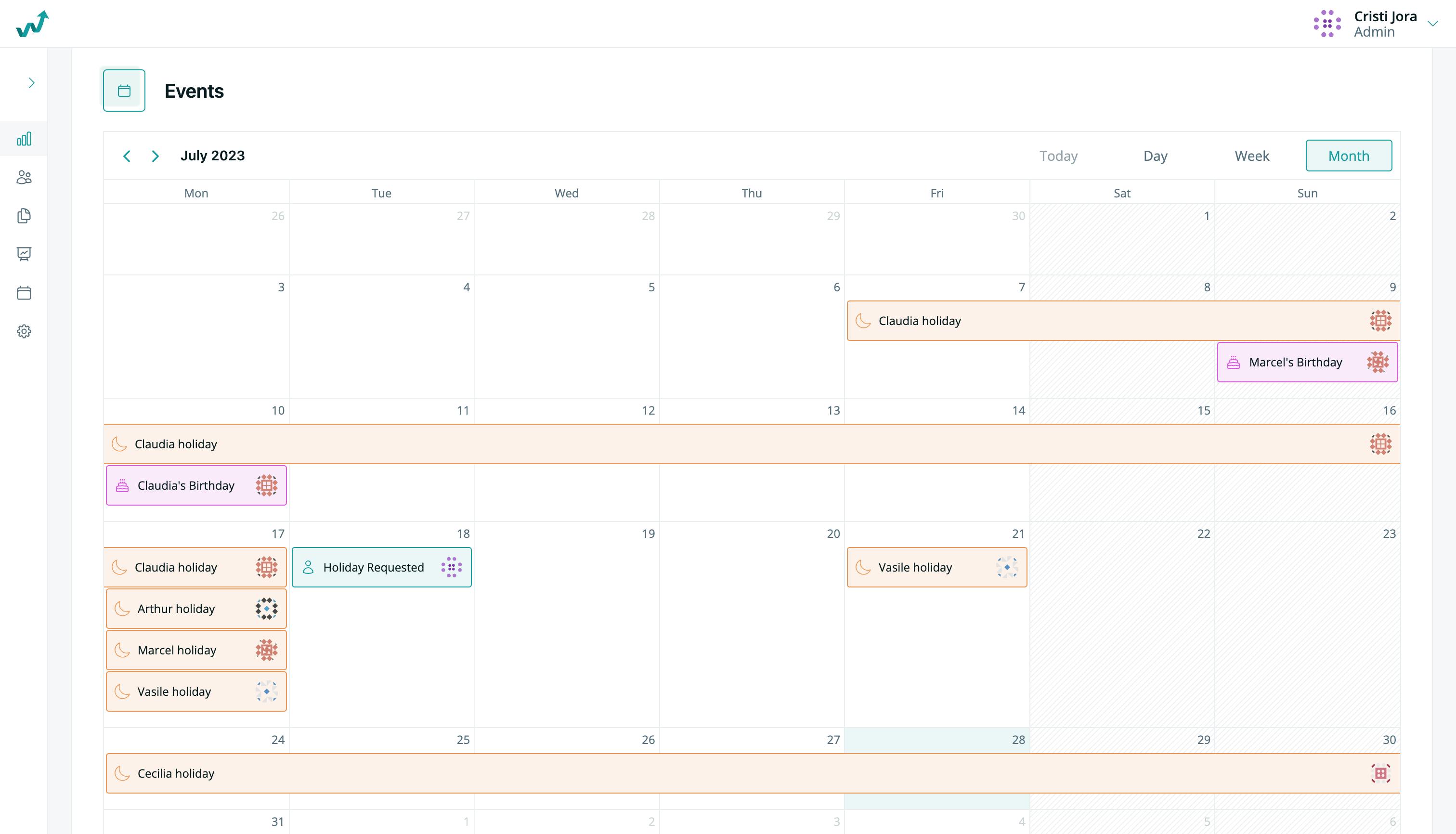 Dashboard page
