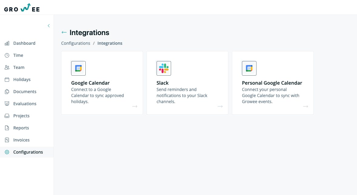 Intégrations Slack et Google Calendar