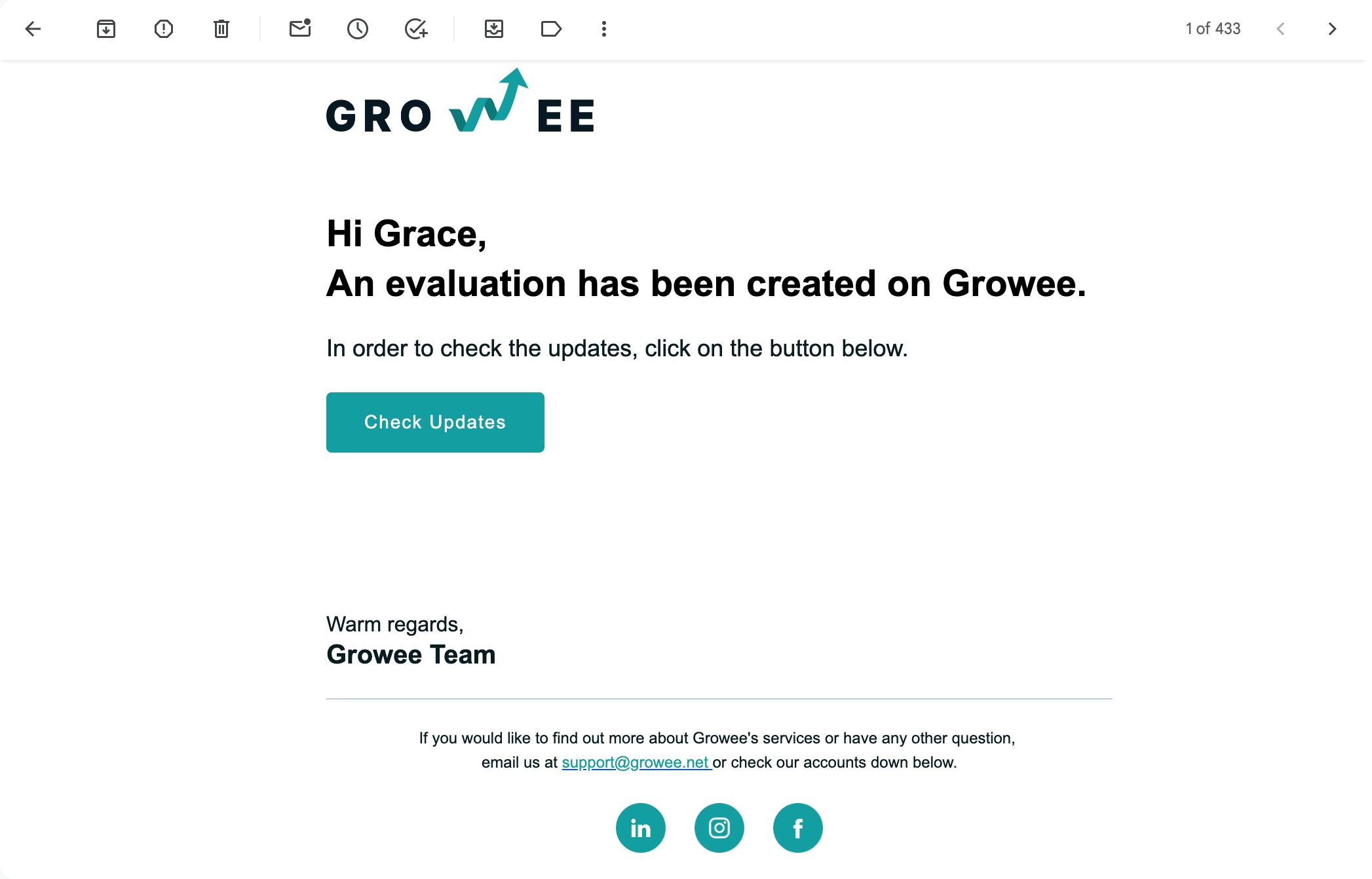 Rappel d’évaluation par e-mail