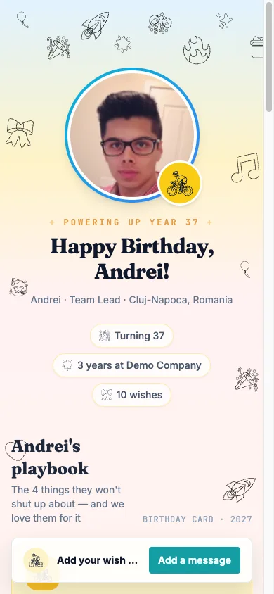 A birthday board on a phone