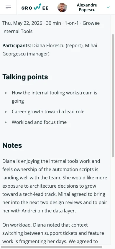 A meeting's notes on a phone